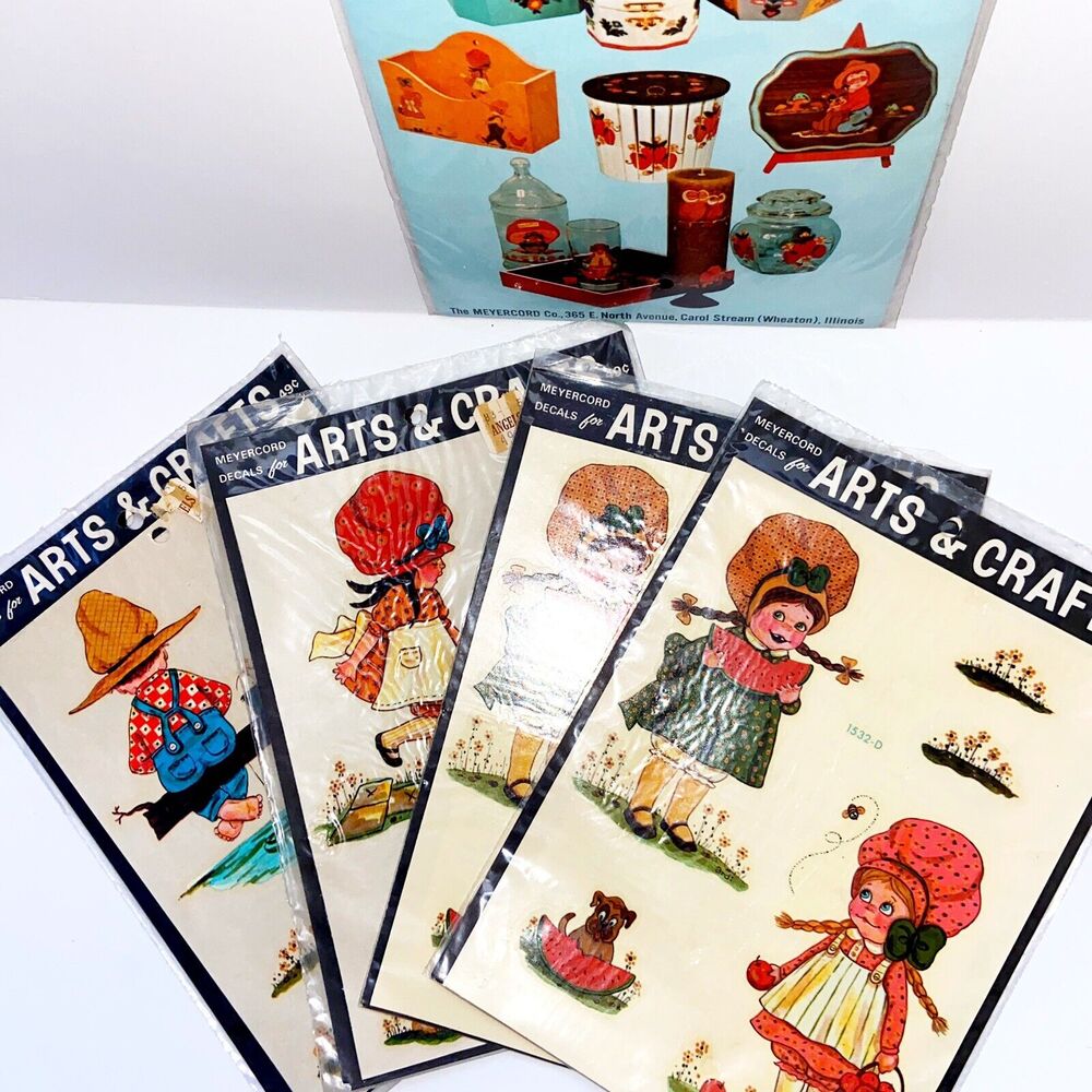 Meyercord Decals Boys Girls Cat Dog Flower Doll Mid Century Modern Chicken Lot 5